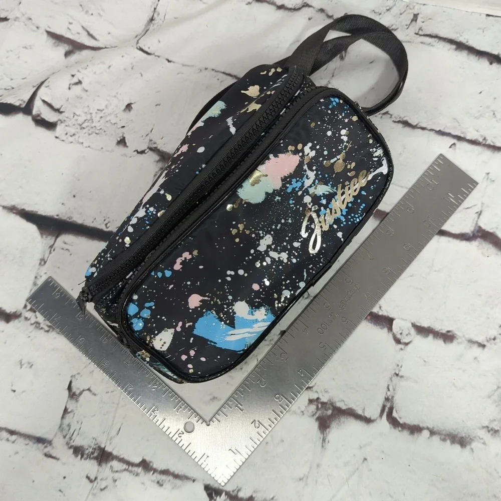 Justice Fanny Pack Black Color Splat Zippered Waist Hip Bag Bum Bag‎